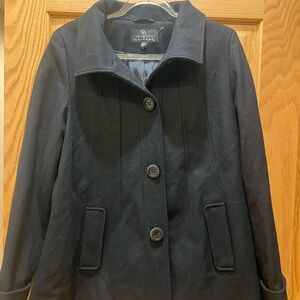 Coldwater Creek Women's Black Pea Coat - Tailored Button Front